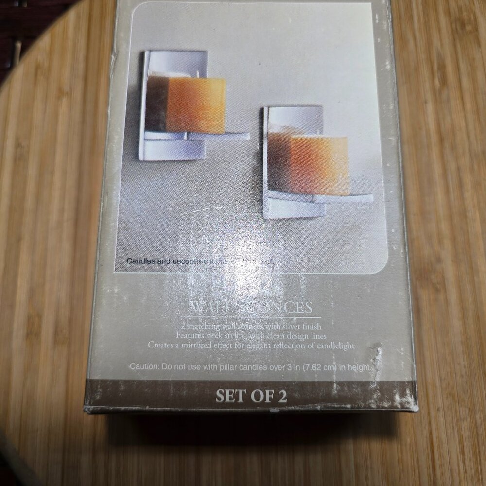 Brand New Home Trends Pillar Candle Wall Sconces 2 in box NWOT